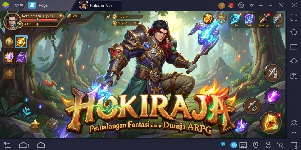Tampilan utama gameplay HOKIRAJA menampilkan aksi pertarungan yang mendebarkan.