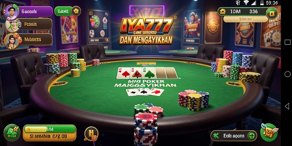 Tampilan seru dari gameplay IYA777 saat bermain Poker online.