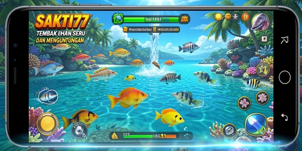 Screenshot gameplay SAKTI77 yang menampilkan aksi menembak ikan.
