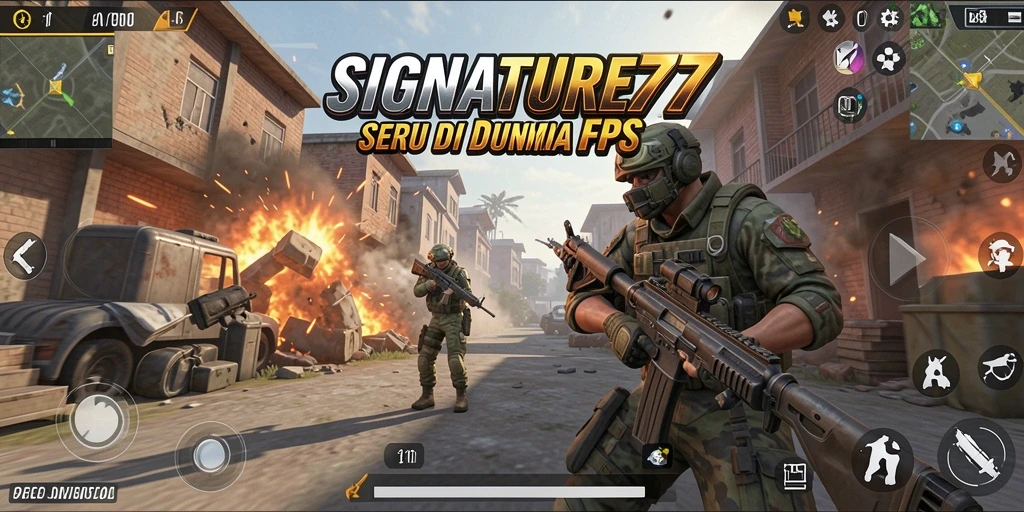 Tampilan gameplay intens dari SIGNATURE77 dalam aksi FPS.